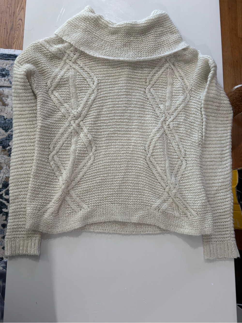 Sonoma Cream Cable Knit Turtleneck Pullover